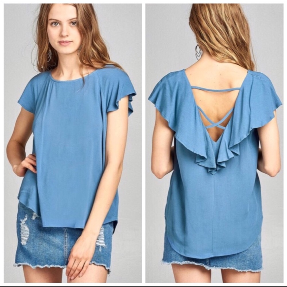 Ruffled Cross Back Top